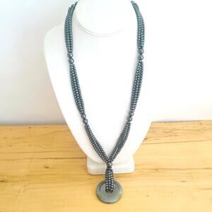 Vintage Necklace Pendant Hematite Bead Disc Chakra Reiki Mult-Strand